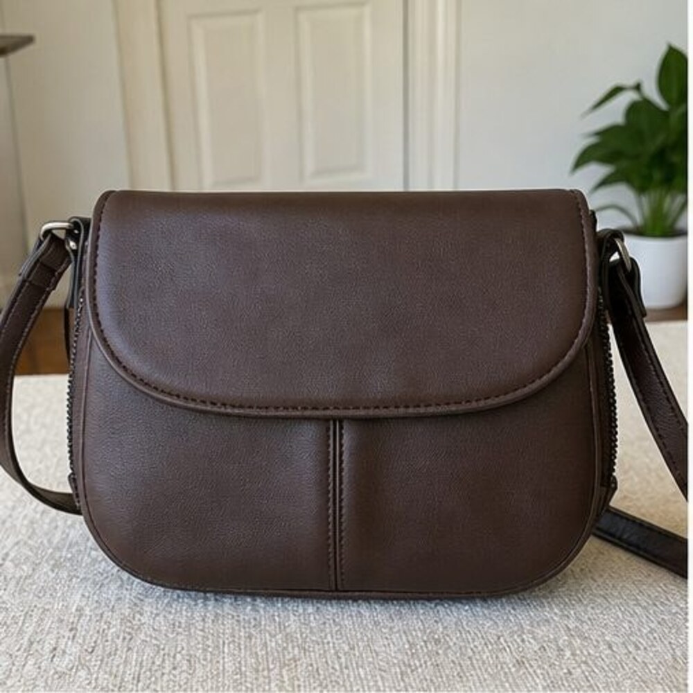 Brown Zip Crossbody Bag